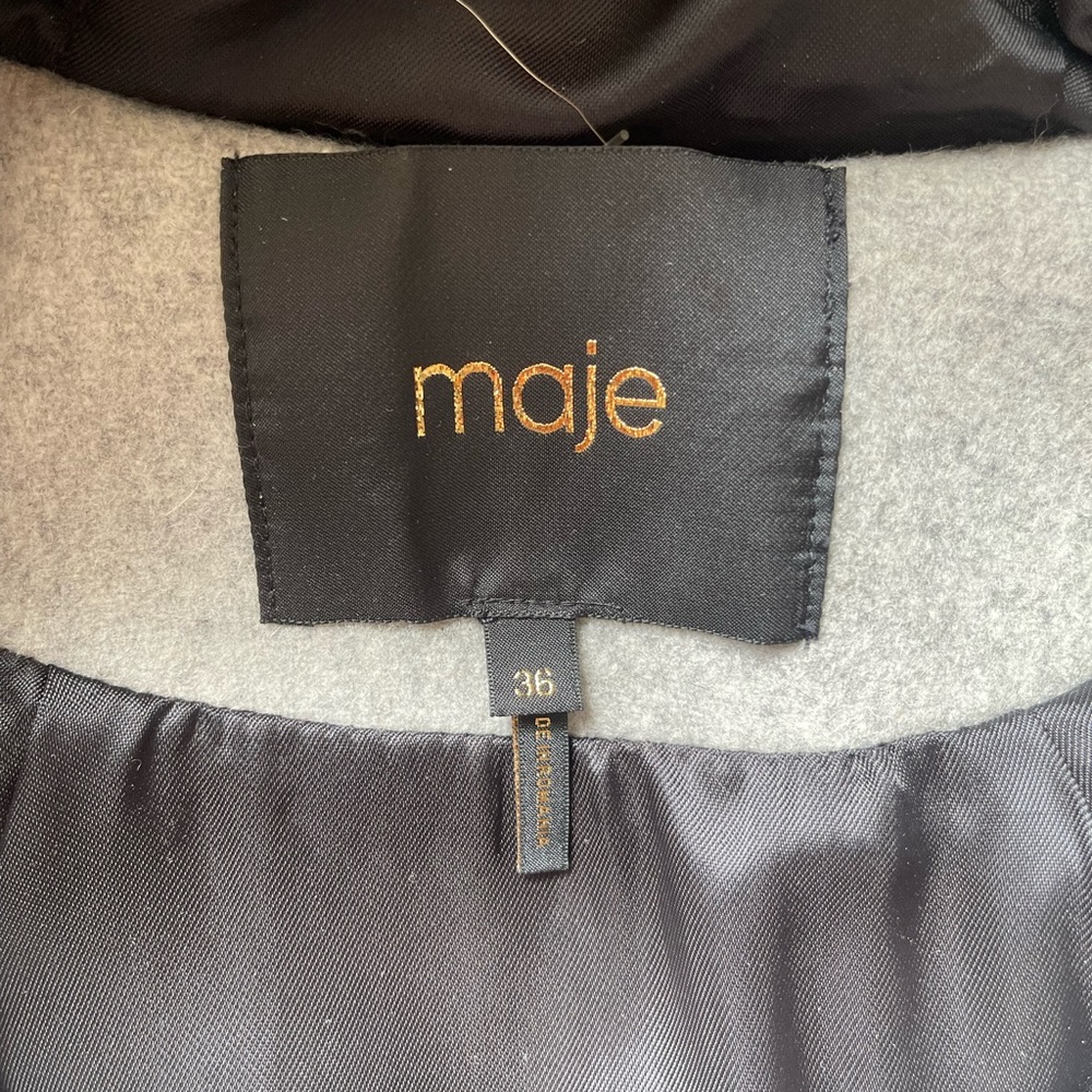 Maje Wool Coat - Grey View 5